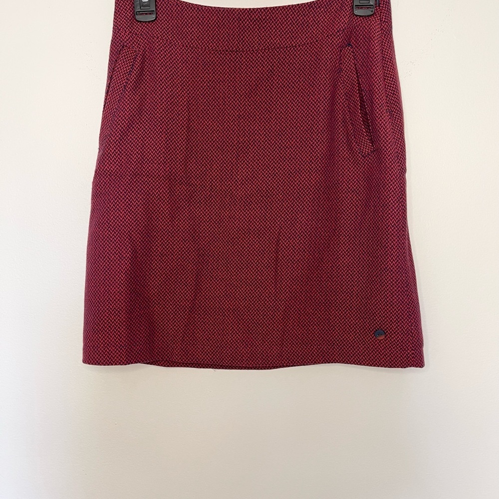 Skfk Skunk funk Red Skirt Size 0 Herringbone Knee Length w/Pockets